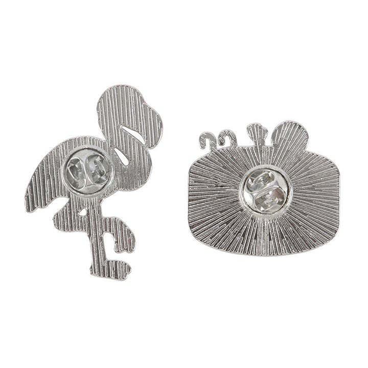 Dead Cool Skeleton and Flamingo Enamel Pin Badges