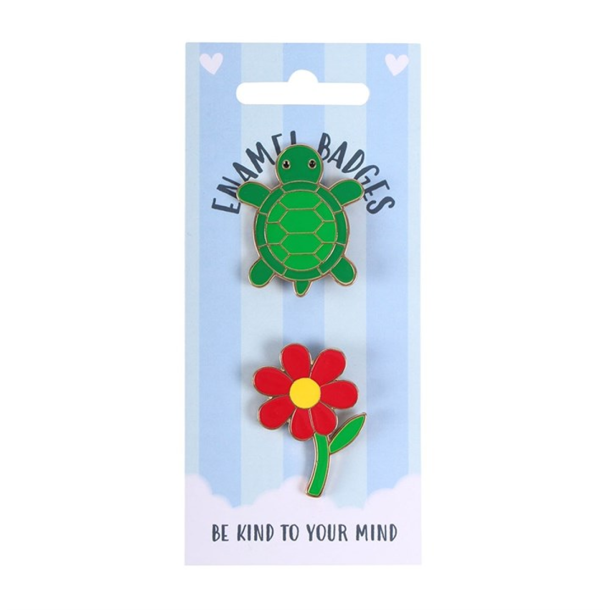 Set of 2 Turtle and Flower Pin Badges